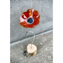 Keramik blomst p fod - Rust rd