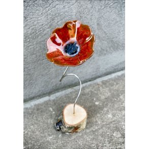 Keramik blomst p fod - Rust rd