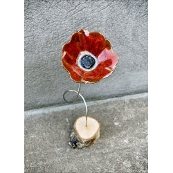 Keramik blomst p fod - Rust rd