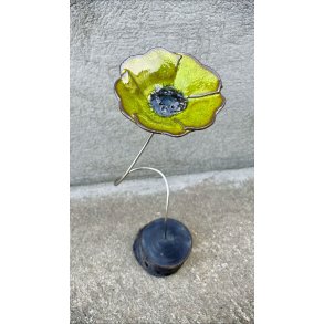 Keramik blomst p fod - Flammegrn