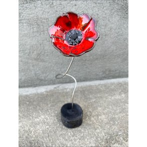 Keramik blomst p fod - Koral rd