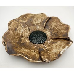 Blomsterfad - Cremehvid/brun mat