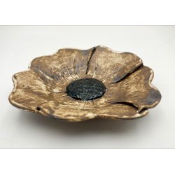 Blomsterfad - Cremehvid/brun mat