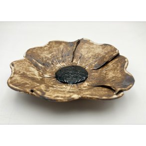 Blomsterfad - Cremehvid/brun mat