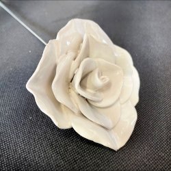 Keramik rose - Hvid blank -  8 cm