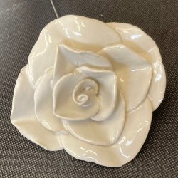 Keramik rose - Hvid blank -  8 cm