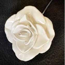 Keramik rose - Hvid blank -  8 cm