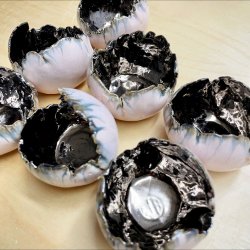 Keramik fyrfadsstage - Rosenquartz/Guld