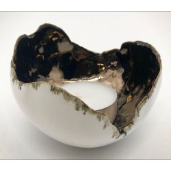 Keramik fyrfadsstage - Hvid/Guld