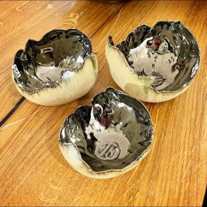 Keramik fyrfadsstage - Sand/Metalblank