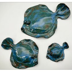 Fladfisk i keramik - Havbl - Lys