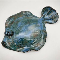 Fladfisk i keramik - Havbl - Lys