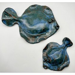 Fladfisk i keramik - Havbl - Lys