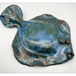 Fladfisk i keramik - Havbl - Lys