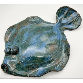 Fladfisk i keramik - Havbl - Lys