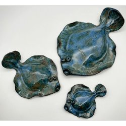 Fladfisk i keramik - Havbl mrk 