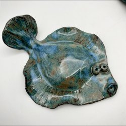Fladfisk i keramik - Havbl mrk 