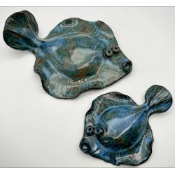 Fladfisk i keramik - Havbl mrk 