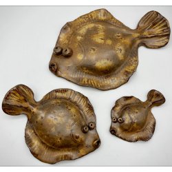 Fladfisk i keramik - Brun effekt