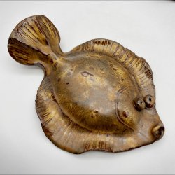 Fladfisk i keramik - Brun effekt