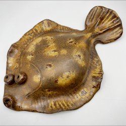 Fladfisk i keramik - Brun effekt