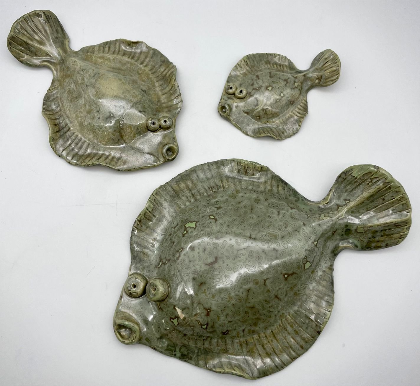 Fladfisk i keramik - Krystalgrn