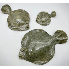 Fladfisk i keramik - Krystalgrn