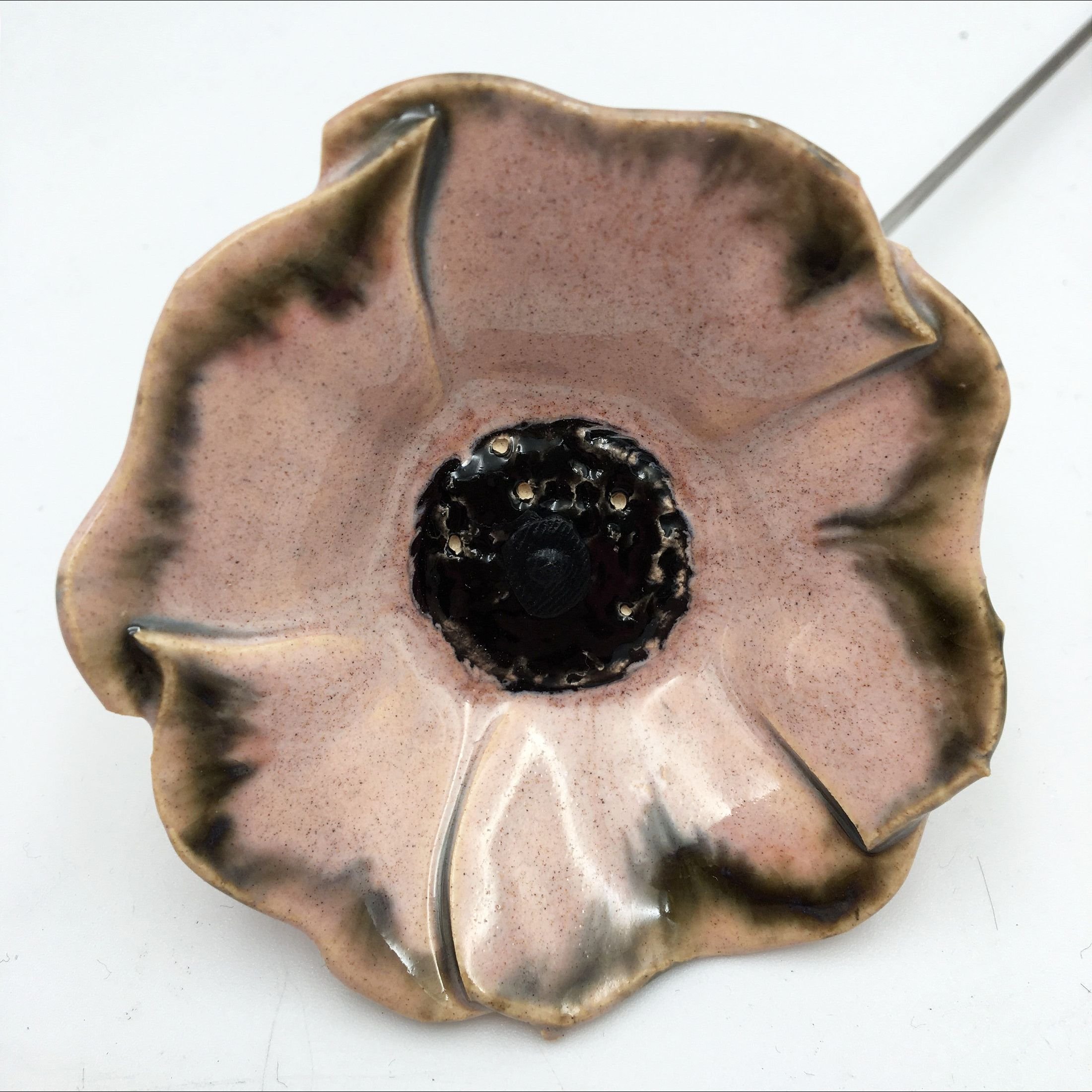 Keramik blomst - Lyserd med mrk effekt