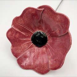 Keramik blomst p stilk - 5-7cm - L26cm