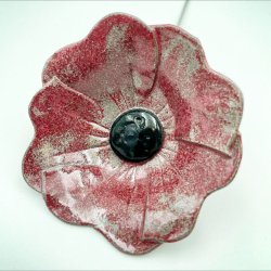 Keramik blomst p stilk - 5-7cm - L26cm