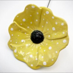 Keramik blomst p stilk - 5-7cm - L26cm