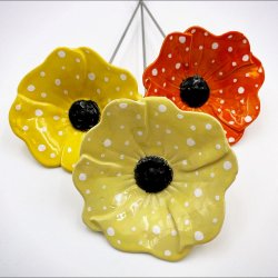 Keramik blomst p stilk - 5-7cm - L26cm