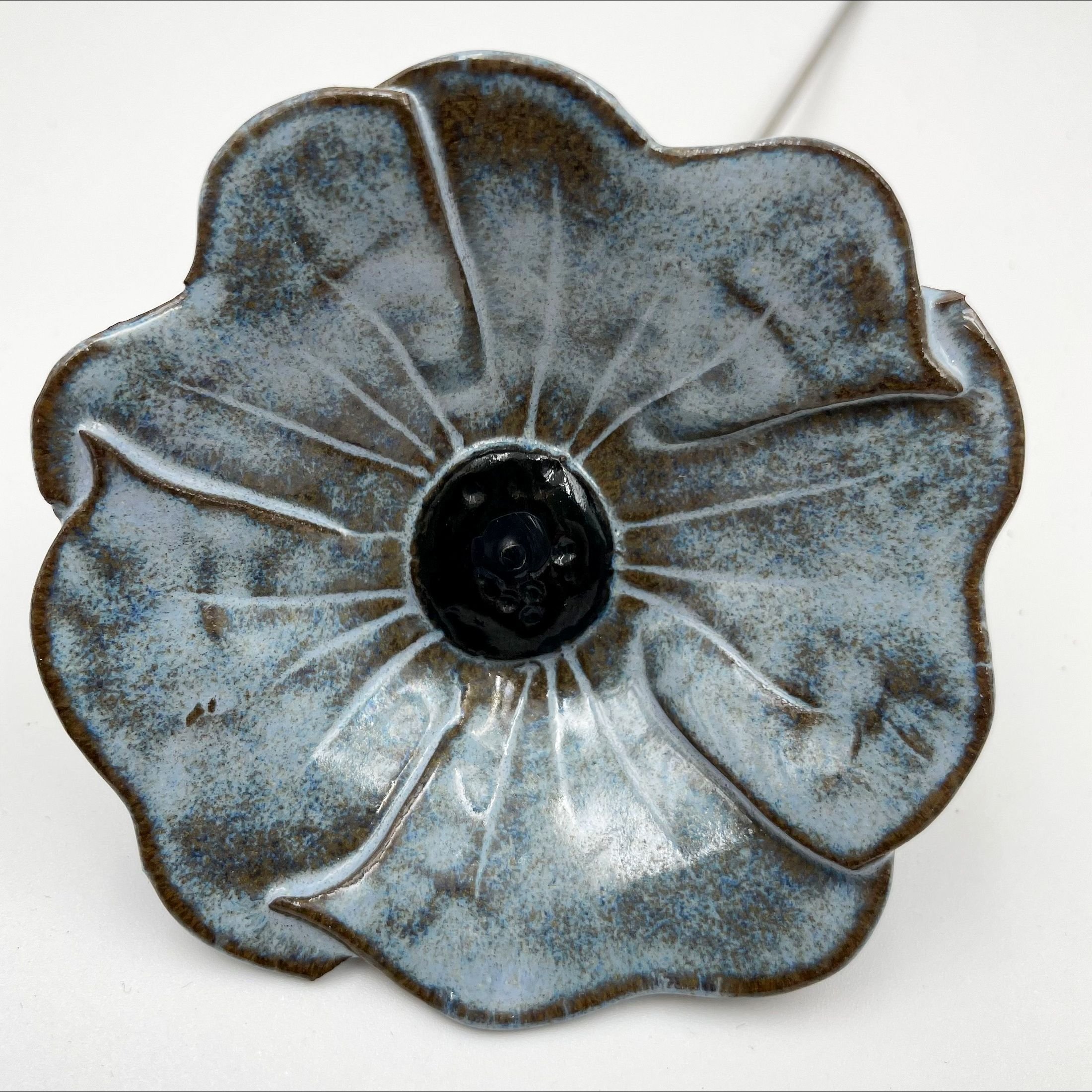 Keramik blomst - Lys blågrå