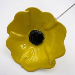 Keramik blomst p stilk - 5-7cm - L26cm