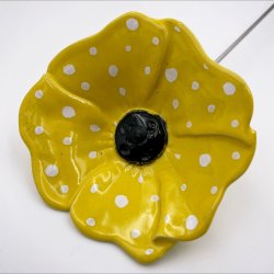 Keramik blomst p stilk - 5-7cm - L26cm