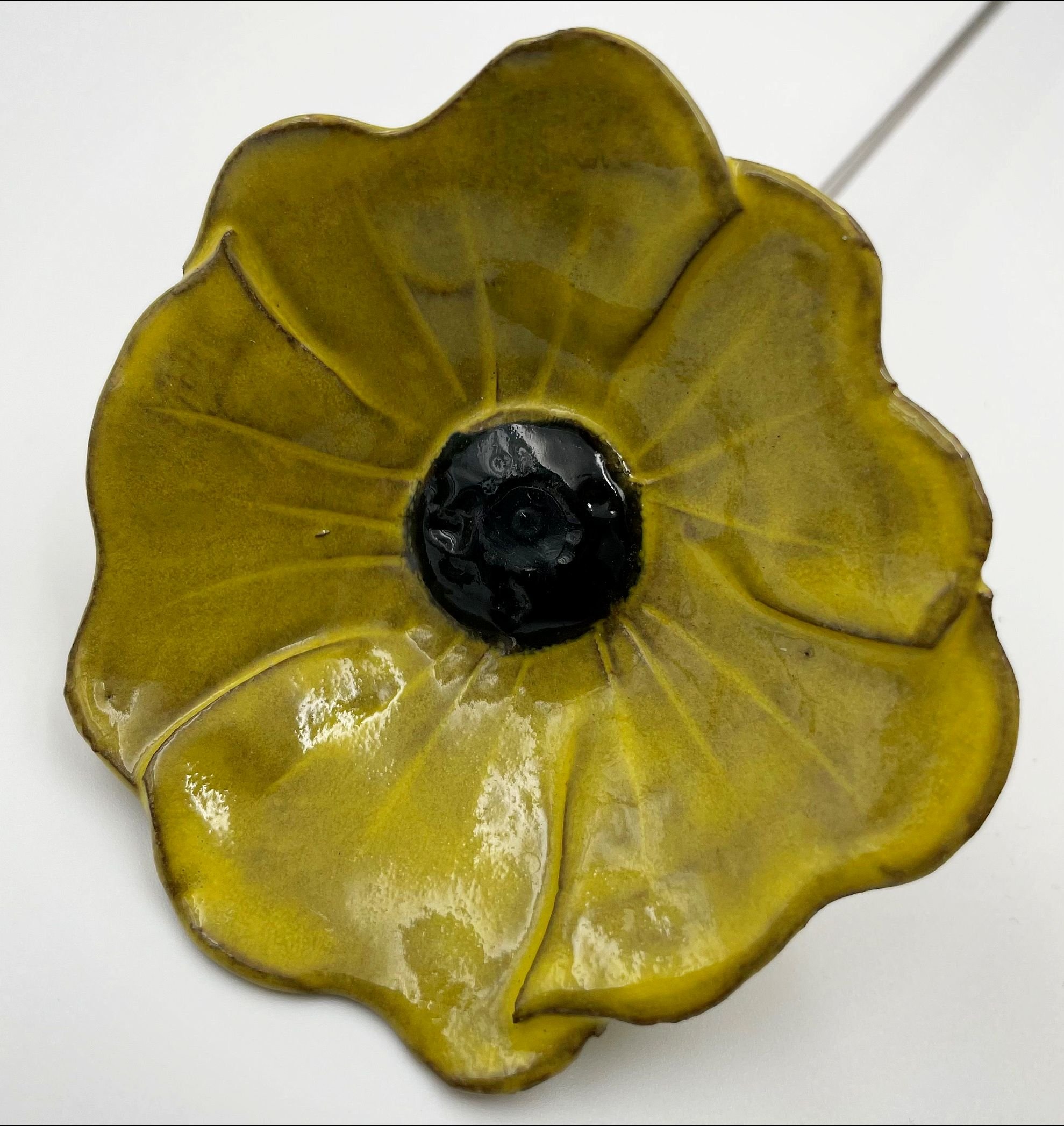 Keramik blomst - Gul mørk