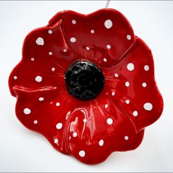 Keramik blomst p stilk - 5-7cm - L26cm