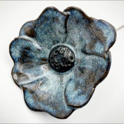 Keramik blomst p stilk - 5-7cm - L26cm