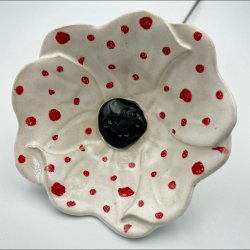 Keramik blomst p stilk - 5-7cm - L26cm