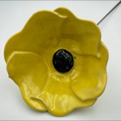 Keramik blomst p stilk - 5-7cm - L26cm