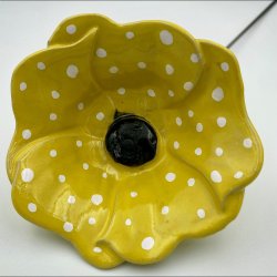 Keramik blomst p stilk - 5-7cm - L26cm