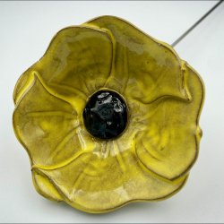 Keramik blomst p stilk - 5-7cm - L26cm