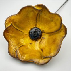 Keramik blomst p stilk - 5-7cm - L26cm