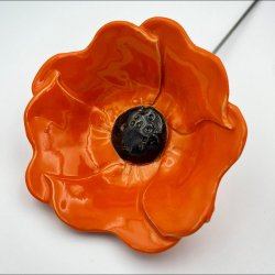 Keramik blomst p stilk - 5-7cm - L26cm