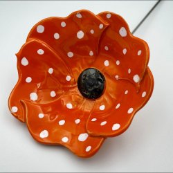 Keramik blomst p stilk - 5-7cm - L26cm