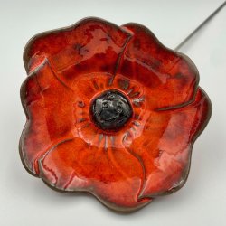 Keramik blomst p stilk - 5-7cm - L26cm