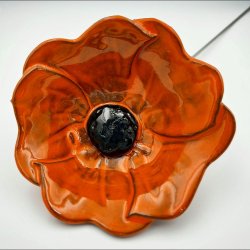 Keramik blomst p stilk - 5-7cm - L26cm