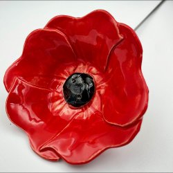 Keramik blomst p stilk - 5-7cm - L26cm