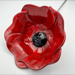 Keramik blomst p stilk - 5-7cm - L26cm