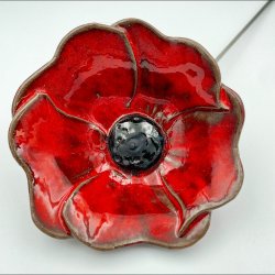 Keramik blomst p stilk - 5-7cm - L26cm